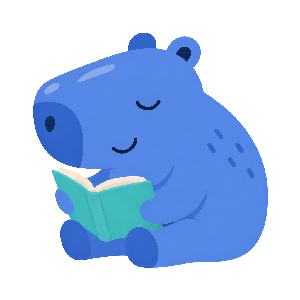 Cap the capybara reading
